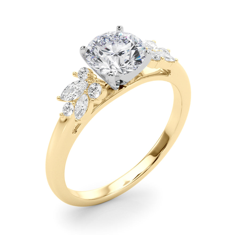Opulent Engagment Ring With Peg Head Round Diamond Engagement Ring in 10K/14K gold and platinum with certified lab-grown or natural diamonds
