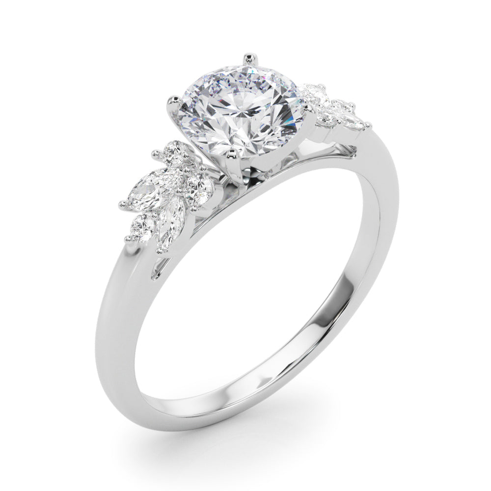 Opulent Engagment Ring With Peg Head Round Diamond Engagement Ring in 10K/14K gold and platinum with certified lab-grown or natural diamonds