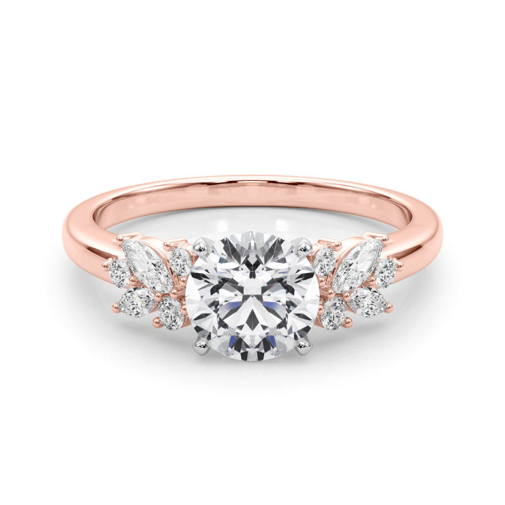 Opulent Engagment Ring With Peg Head Round Diamond Engagement Ring in 10K/14K gold and platinum with certified lab-grown or natural diamonds