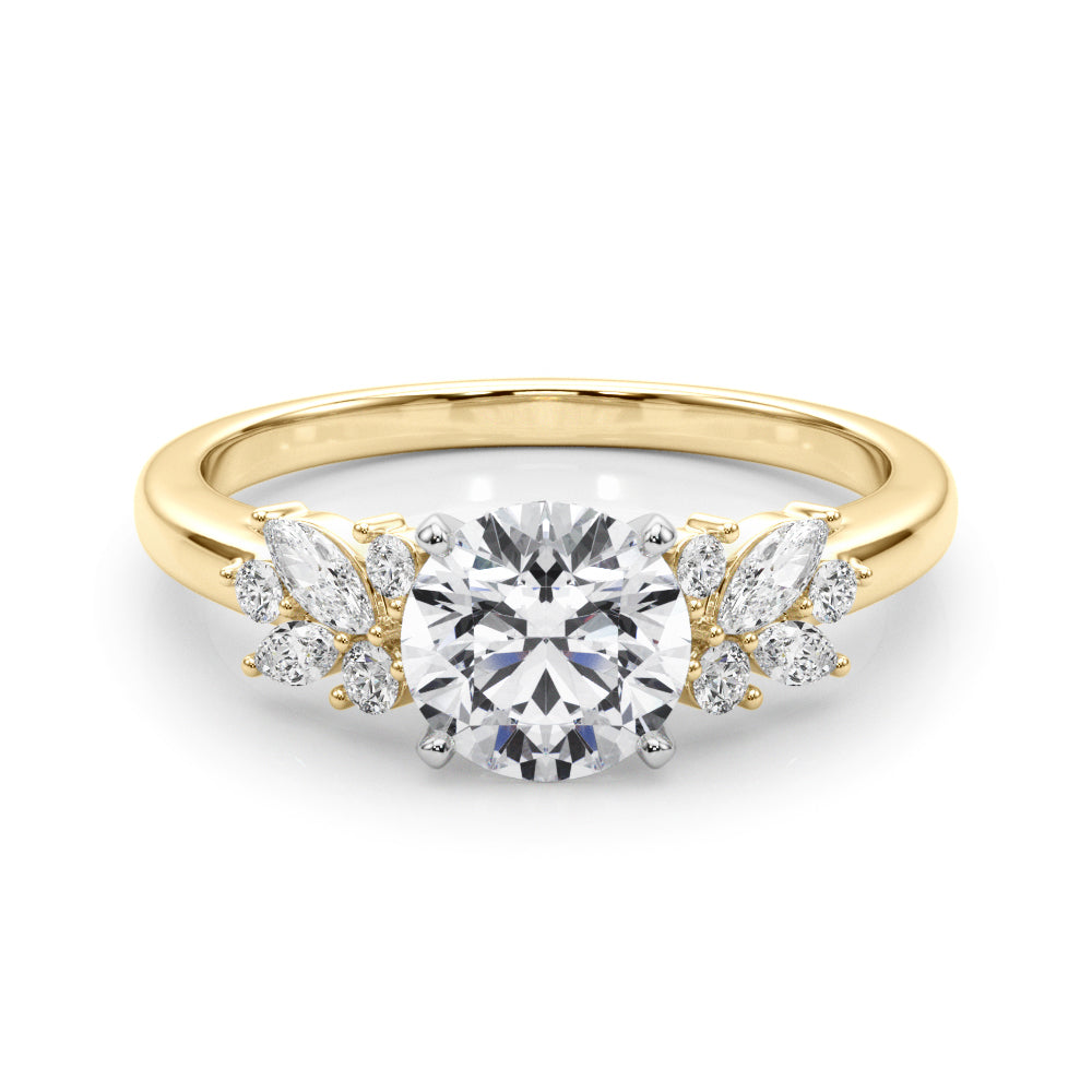Opulent Engagment Ring With Peg Head Round Diamond Engagement Ring in 10K/14K gold and platinum with certified lab-grown or natural diamonds
