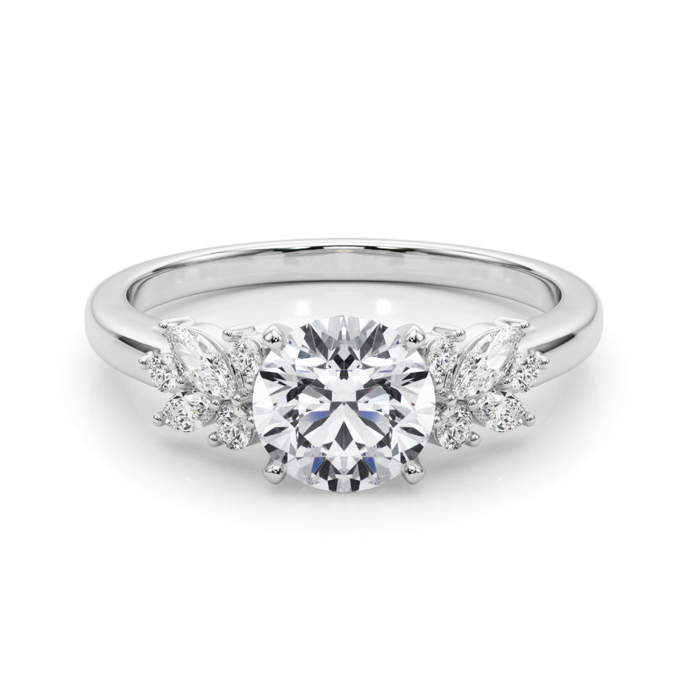 Opulent Engagment Ring With Peg Head Round Diamond Engagement Ring in 10K/14K gold and platinum with certified lab-grown or natural diamonds