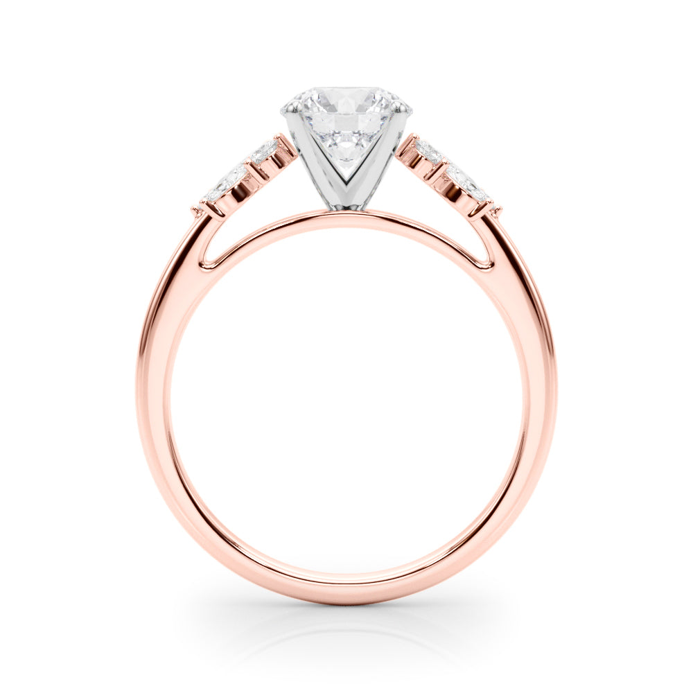 Opulent Engagment Ring With Peg Head Round Diamond Engagement Ring in 10K/14K gold and platinum with certified lab-grown or natural diamonds