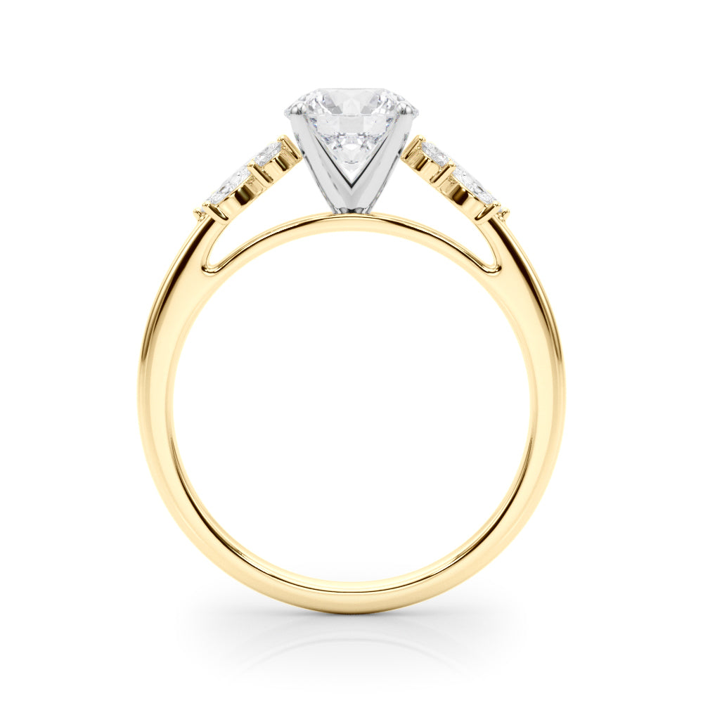 Opulent Engagment Ring With Peg Head Round Diamond Engagement Ring in 10K/14K gold and platinum with certified lab-grown or natural diamonds