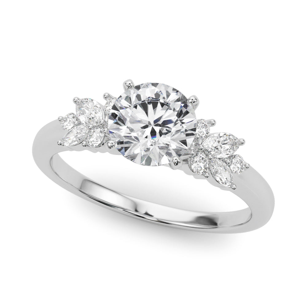 Opulent Engagment Ring With Peg Head Round Diamond Engagement Ring in 10K/14K gold and platinum with certified lab-grown or natural diamonds