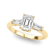 Emerald Three-Stone Diamond Engagement Ring in 10K/14K gold and platinum with certified lab-grown or natural diamonds