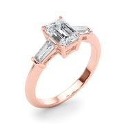 Emerald Three-Stone Diamond Engagement Ring in 10K/14K gold and platinum with certified lab-grown or natural diamonds