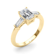 Emerald Three-Stone Diamond Engagement Ring in 10K/14K gold and platinum with certified lab-grown or natural diamonds