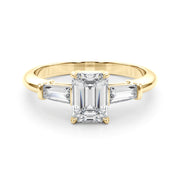 Emerald Three-Stone Diamond Engagement Ring in 10K/14K gold and platinum with certified lab-grown or natural diamonds