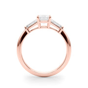 Emerald Three-Stone Diamond Engagement Ring in 10K/14K gold and platinum with certified lab-grown or natural diamonds