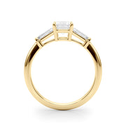 Emerald Three-Stone Diamond Engagement Ring in 10K/14K gold and platinum with certified lab-grown or natural diamonds