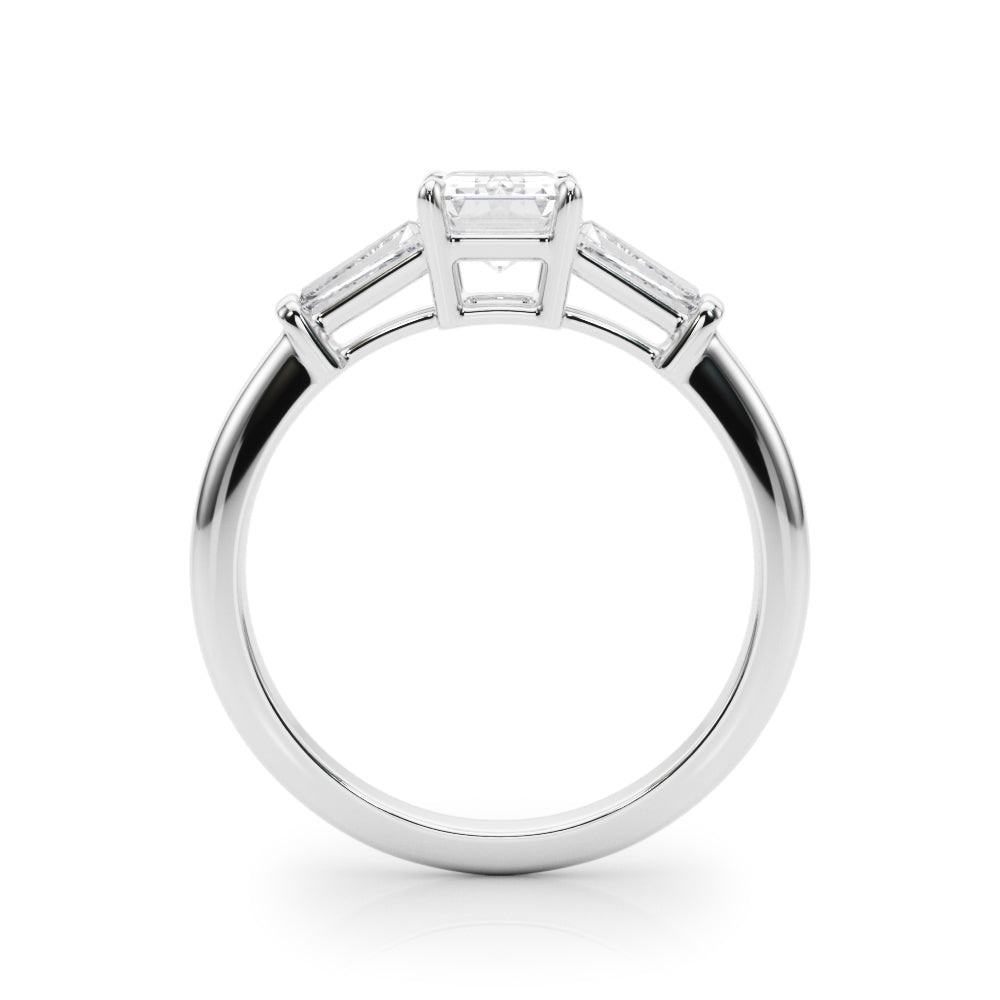 Emerald Three-Stone Diamond Engagement Ring in 10K/14K gold and platinum with certified lab-grown or natural diamonds
