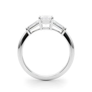 Emerald Three-Stone Diamond Engagement Ring in 10K/14K gold and platinum with certified lab-grown or natural diamonds