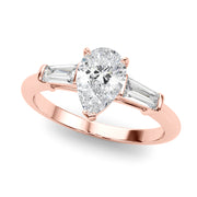 Pear Three-Stone Diamond Engagement Ring in 10K/14K gold and platinum with certified lab-grown or natural diamonds