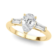 Pear Three-Stone Diamond Engagement Ring in 10K/14K gold and platinum with certified lab-grown or natural diamonds