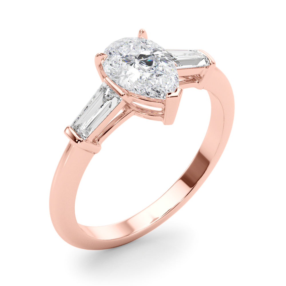 Pear Three-Stone Diamond Engagement Ring in 10K/14K gold and platinum with certified lab-grown or natural diamonds