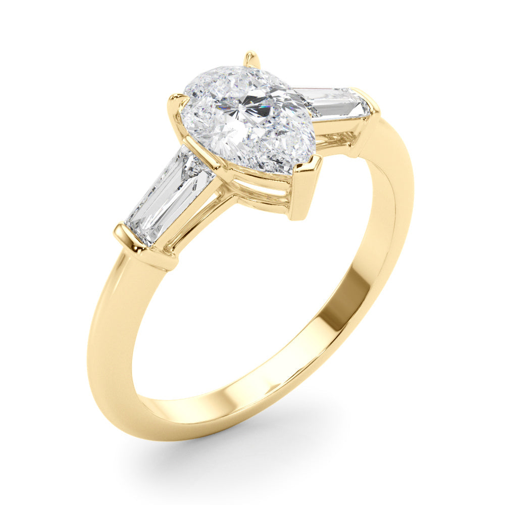 Pear Three-Stone Diamond Engagement Ring in 10K/14K gold and platinum with certified lab-grown or natural diamonds