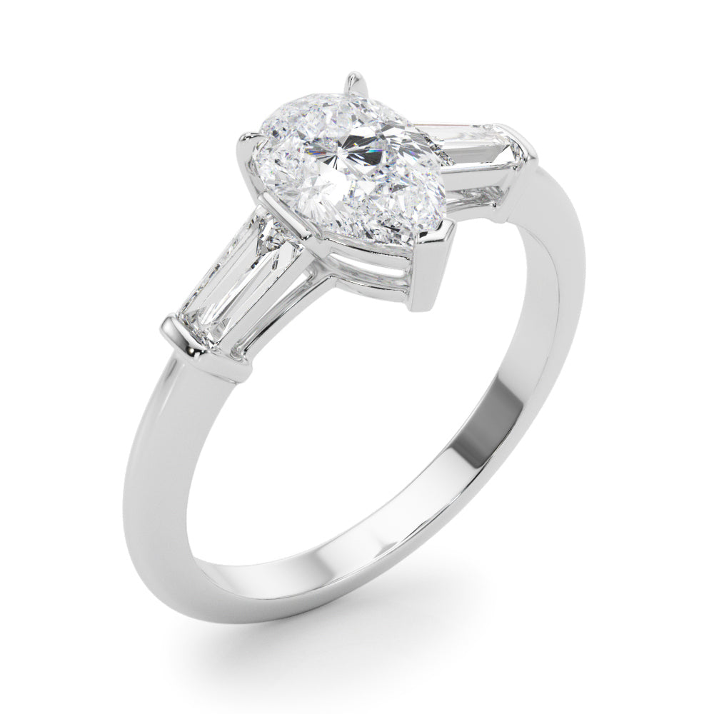 Pear Three-Stone Diamond Engagement Ring in 10K/14K gold and platinum with certified lab-grown or natural diamonds