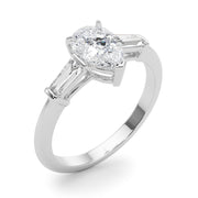 Pear Three-Stone Diamond Engagement Ring in 10K/14K gold and platinum with certified lab-grown or natural diamonds