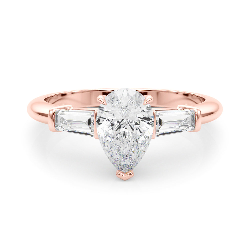 Pear Three-Stone Diamond Engagement Ring in 10K/14K gold and platinum with certified lab-grown or natural diamonds