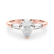 Pear Three-Stone Diamond Engagement Ring in 10K/14K gold and platinum with certified lab-grown or natural diamonds
