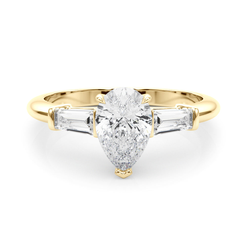 Pear Three-Stone Diamond Engagement Ring in 10K/14K gold and platinum with certified lab-grown or natural diamonds