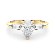 Pear Three-Stone Diamond Engagement Ring in 10K/14K gold and platinum with certified lab-grown or natural diamonds