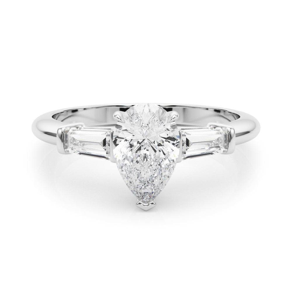 Pear Three-Stone Diamond Engagement Ring in 10K/14K gold and platinum with certified lab-grown or natural diamonds