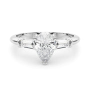 Pear Three-Stone Diamond Engagement Ring in 10K/14K gold and platinum with certified lab-grown or natural diamonds