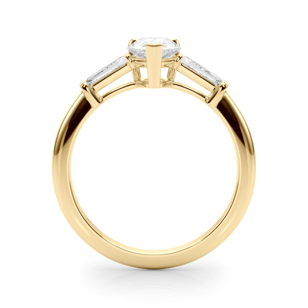 Pear Three-Stone Diamond Engagement Ring in 10K/14K gold and platinum with certified lab-grown or natural diamonds