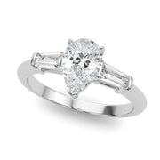 Pear Three-Stone Diamond Engagement Ring in 10K/14K gold and platinum with certified lab-grown or natural diamonds