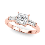 Three-Stone Princess Diamond Engagement Ring in 10K/14K gold and platinum with certified lab-grown or natural diamonds
