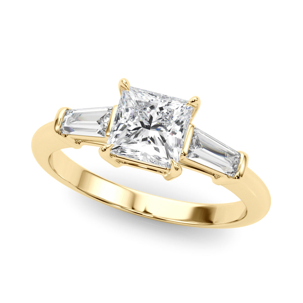 Three-Stone Princess Diamond Engagement Ring in 10K/14K gold and platinum with certified lab-grown or natural diamonds