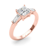 Three-Stone Princess Diamond Engagement Ring in 10K/14K gold and platinum with certified lab-grown or natural diamonds