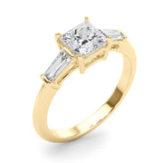 Three-Stone Princess Diamond Engagement Ring in 10K/14K gold and platinum with certified lab-grown or natural diamonds