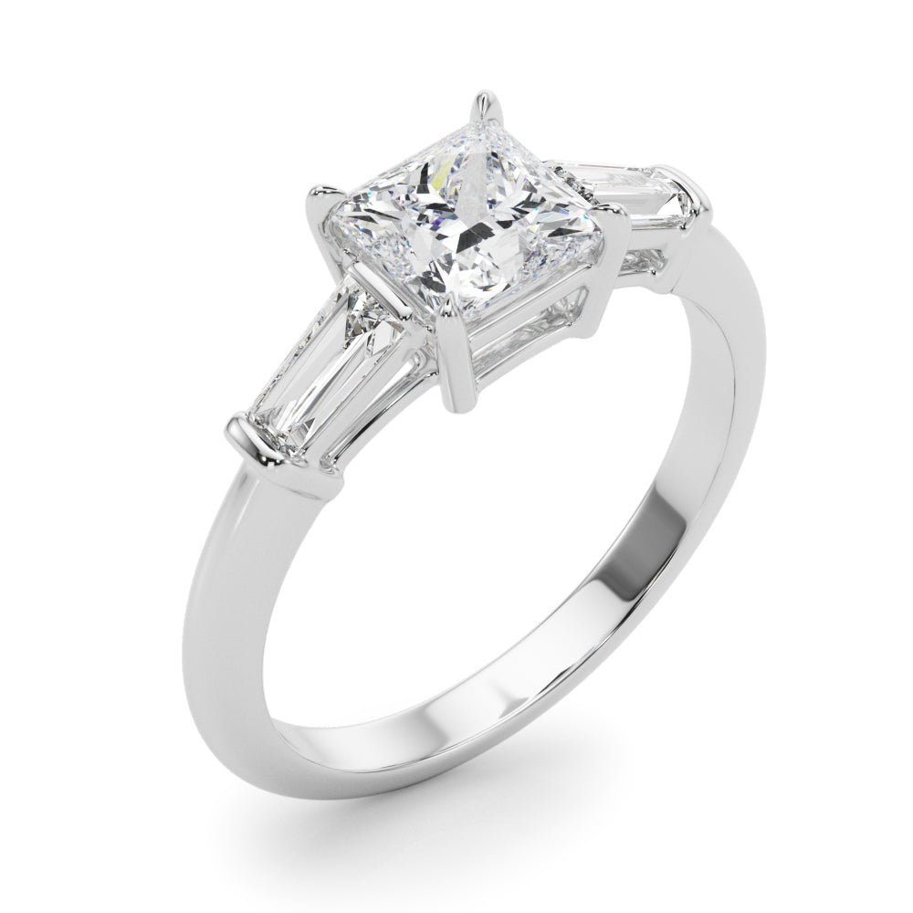 Three-Stone Princess Diamond Engagement Ring in 10K/14K gold and platinum with certified lab-grown or natural diamonds