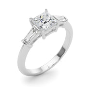 Three-Stone Princess Diamond Engagement Ring in 10K/14K gold and platinum with certified lab-grown or natural diamonds