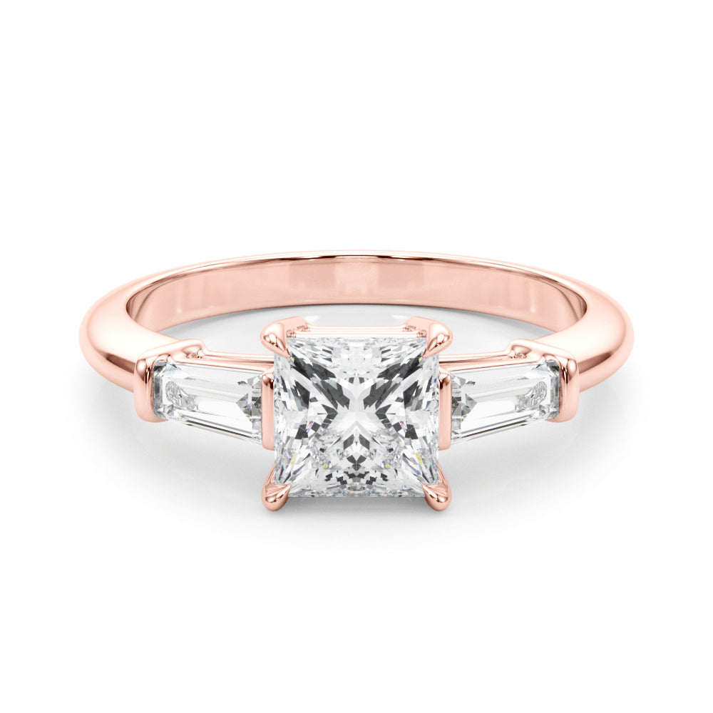 Three-Stone Princess Diamond Engagement Ring in 10K/14K gold and platinum with certified lab-grown or natural diamonds