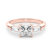 Three-Stone Princess Diamond Engagement Ring in 10K/14K gold and platinum with certified lab-grown or natural diamonds