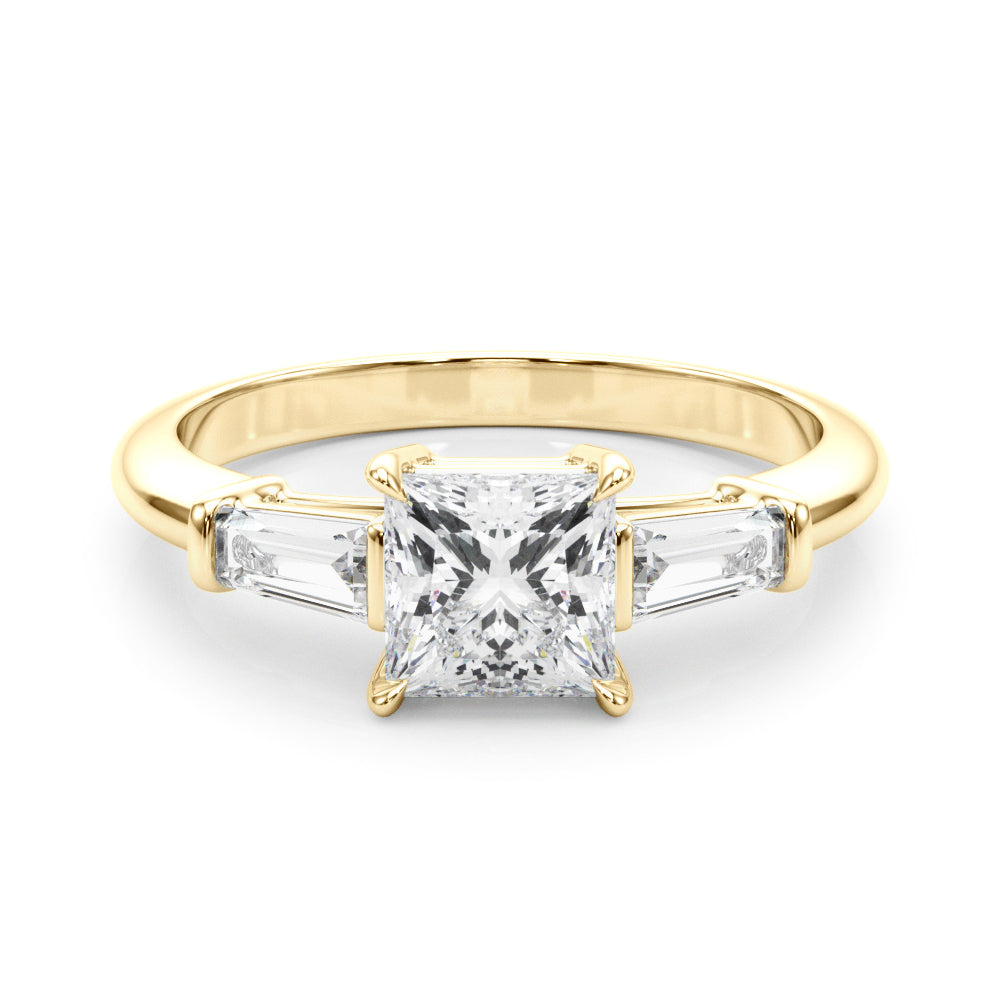 Three-Stone Princess Diamond Engagement Ring in 10K/14K gold and platinum with certified lab-grown or natural diamonds