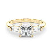 Three-Stone Princess Diamond Engagement Ring in 10K/14K gold and platinum with certified lab-grown or natural diamonds