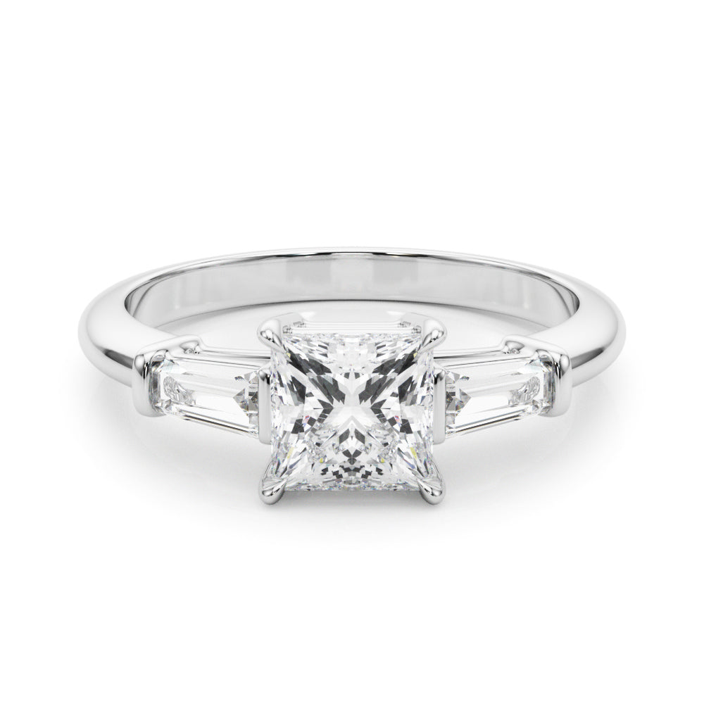 Three-Stone Princess Diamond Engagement Ring in 10K/14K gold and platinum with certified lab-grown or natural diamonds