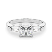 Three-Stone Princess Diamond Engagement Ring in 10K/14K gold and platinum with certified lab-grown or natural diamonds