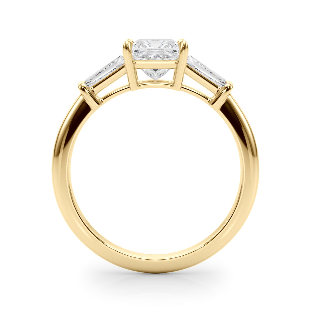 Three-Stone Princess Diamond Engagement Ring in 10K/14K gold and platinum with certified lab-grown or natural diamonds