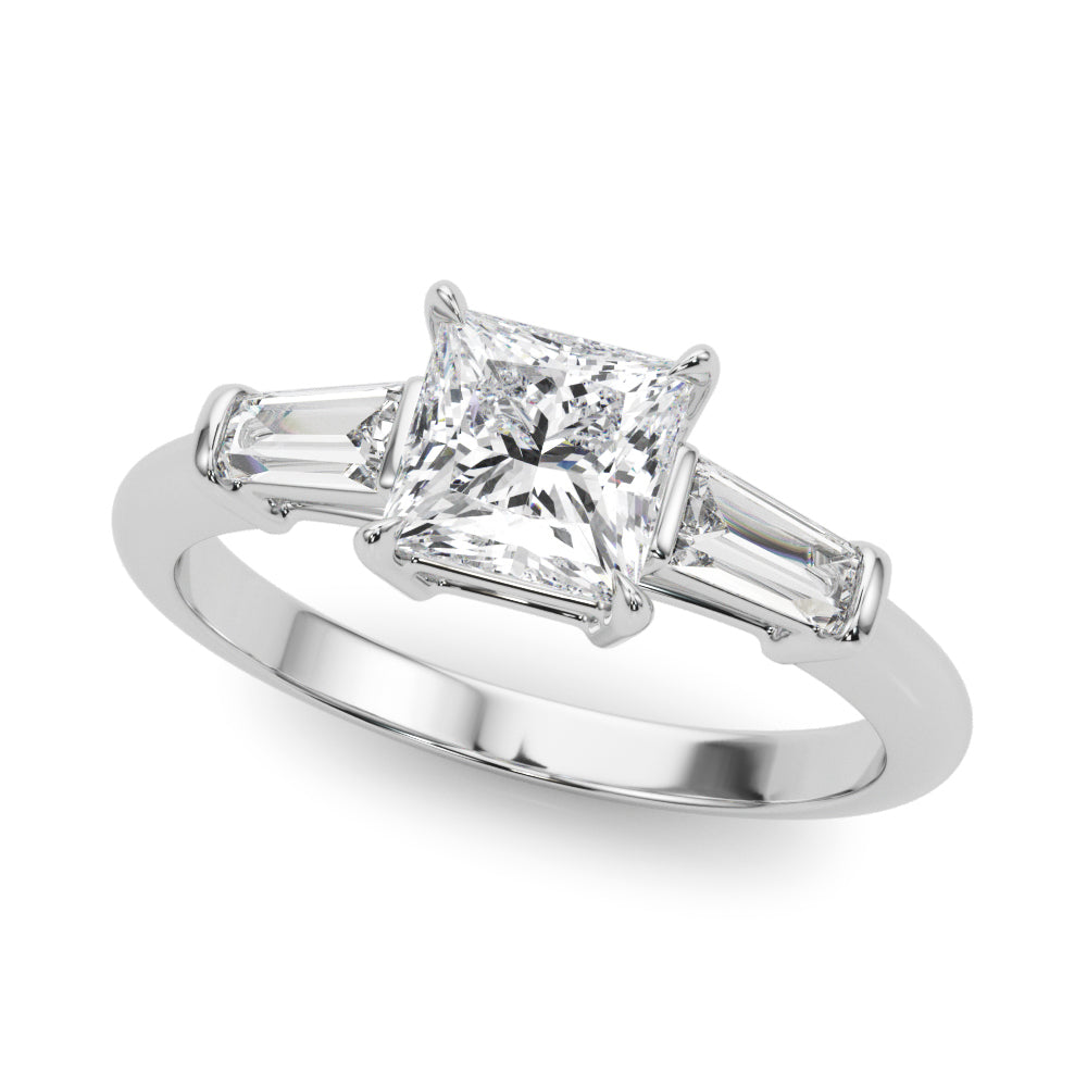 Three-Stone Princess Diamond Engagement Ring in 10K/14K gold and platinum with certified lab-grown or natural diamonds