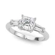 Three-Stone Princess Diamond Engagement Ring in 10K/14K gold and platinum with certified lab-grown or natural diamonds