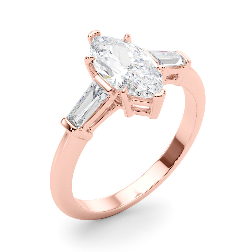 Three-Stone Marquise Diamond Engagement Ring in 10K/14K gold and platinum with certified lab-grown or natural diamonds