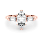 Three-Stone Marquise Diamond Engagement Ring in 10K/14K gold and platinum with certified lab-grown or natural diamonds
