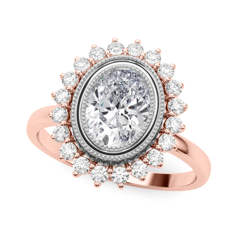 Enchanted Center Oval Diamond Engagement Ring in 10K/14K gold and platinum with certified lab-grown or natural diamonds