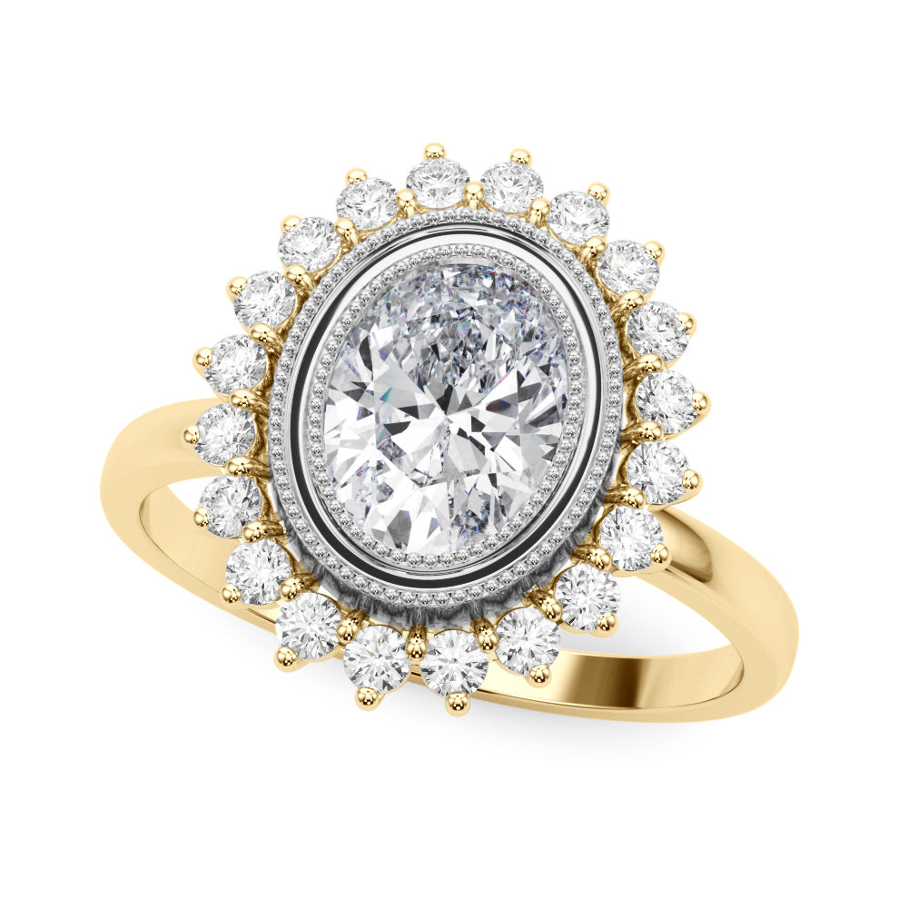 Enchanted Center Oval Diamond Engagement Ring in 10K/14K gold and platinum with certified lab-grown or natural diamonds