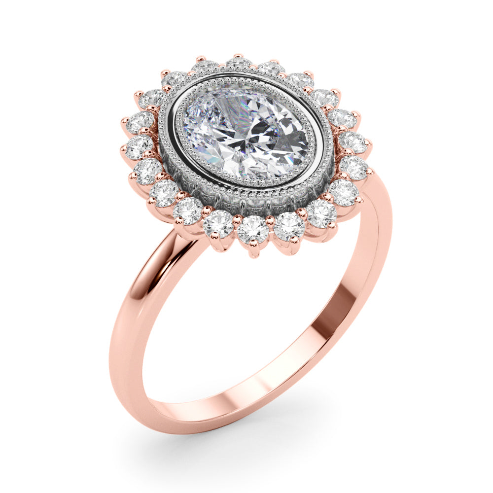 Enchanted Center Oval Diamond Engagement Ring in 10K/14K gold and platinum with certified lab-grown or natural diamonds
